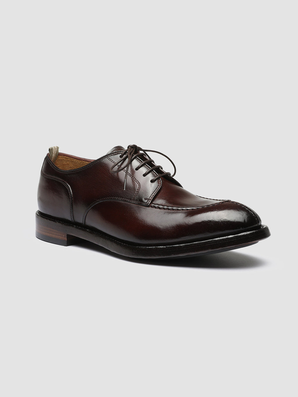 TEMPLE 005 - Burgundy Leather Derby Shoes - image 3,side view