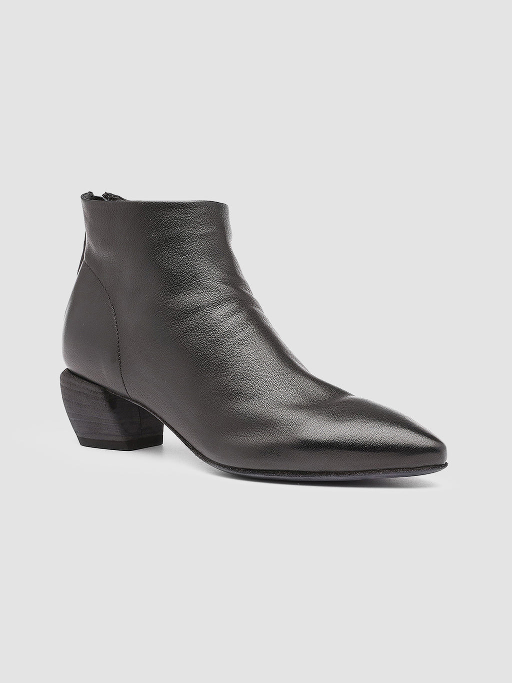 SALLY 001 - Black Leather Booties - image 3,side view